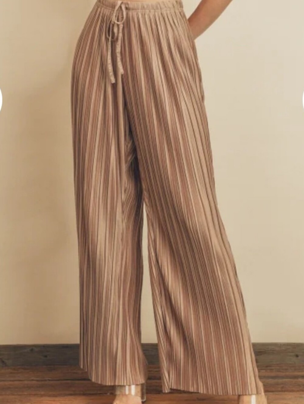 Dress Forum Satin Pleated Wide-Leg Pants Women's Size Small